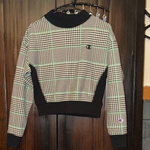 Champion Houndstooth Sweatshirt with Green Accents